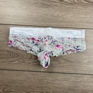 Victoria's Secret PINK Women's Sheer Lace Cheekster Underwear Blue Floral L New